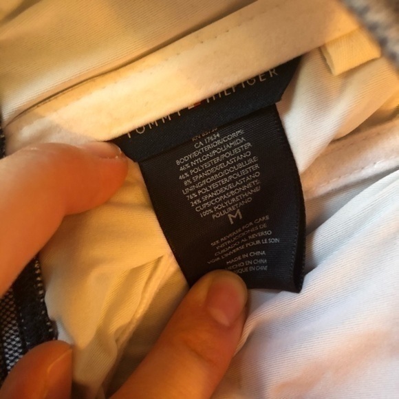 TOMMY HILFIGER Bandeau Bra Underwire Navy Blue Coral Orange Strapless Bikini TOP - Picture 4 of 5